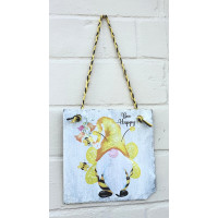 Bee Happy slate hanging plaque
