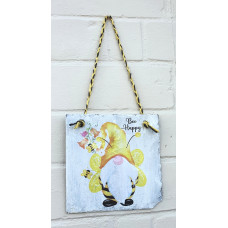 Bee Happy slate hanging plaque