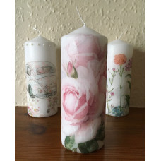 Pink rose wax candle
