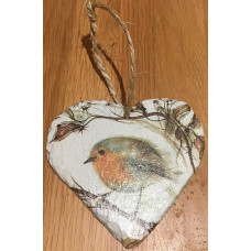 Robin slate hanging heart