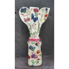 Wooden spoon and spatula set - Floral